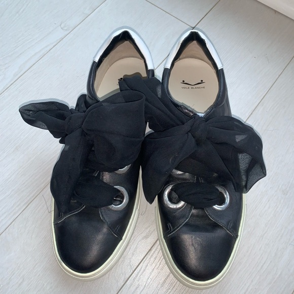 Voile Blanche Vintage Leather Platform Sneakers B&W Size 40 (US 9.5) - Picture 2 of 14